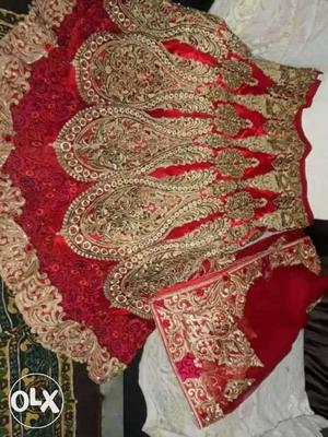 Red heavy lehenga only one time use