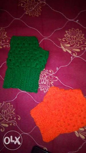 Two Green And Orange Knit Cloth