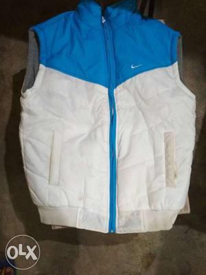 White And Blue double sided Zip-up Vest