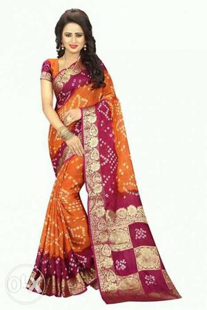 Women's Orange And Maroon Traditional Dress