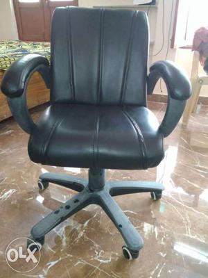 3 Black Leather Office Rolling Armchair