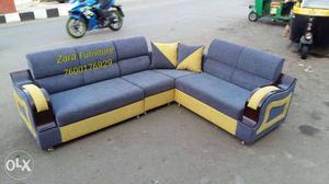 Blue Fabric Sectional Sofa set
