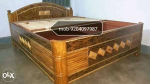 Brown And Beige Wooden Bed