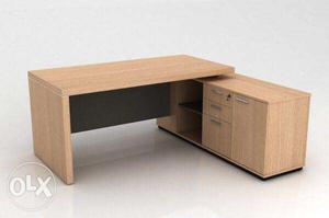 Brown Wooden Single Pedestal Desk