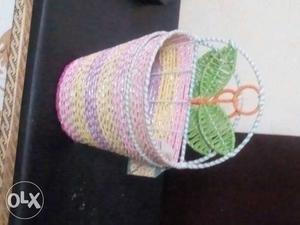 Pink And Yellow Steel Basket