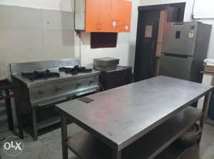 Satinless steel working table top