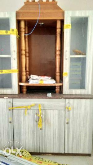 White And Brown Wooden China Cabinet