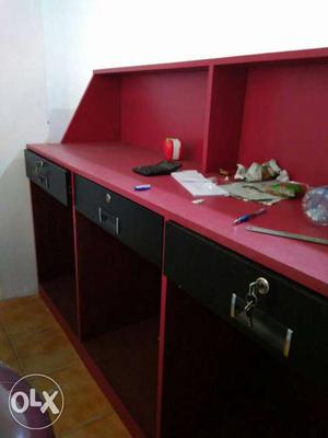 White And Red Wooden Cabinet