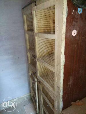 Beige And Brown Wooden Pet Cage