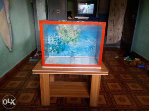 Red Framed fish tank with stand
