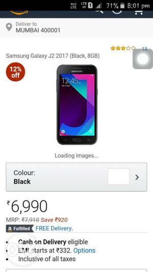 Samsung Galaxy J2 mobile black