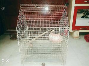 Strong iron cage for birds with tray & red colour