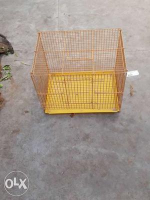 Yellow Metal Wire Pet Crate