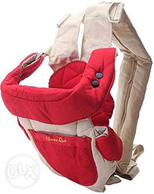 Baby Carrier Bag With Comfortable Head Support(Red Linen)