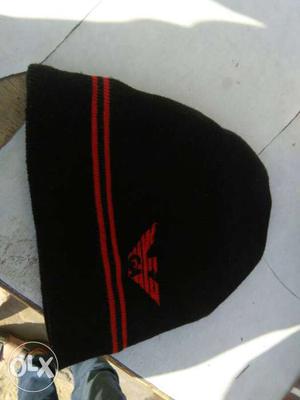 Black And Red Knit Hat