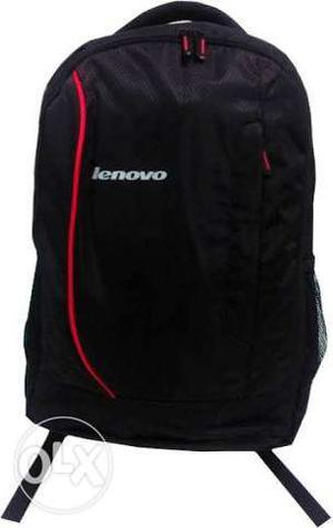 Black And Red Lenovo Suede Backpack