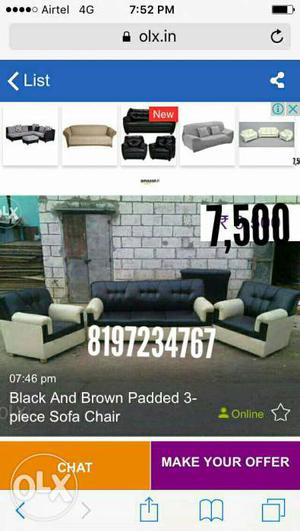 Black And White Leather Couch Set Screenshot