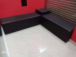 Black Leather Sectional Bench