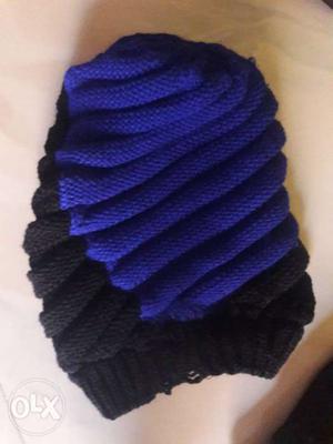 Blue-and-black Knitted Hats