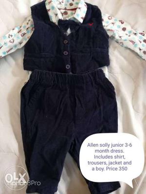 Blue tshirt, pant jacket and bow set. Allen solly junior