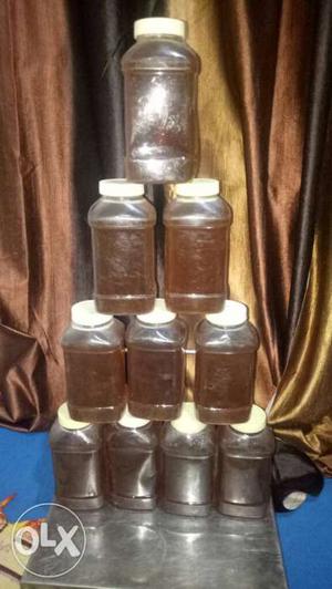 Brown Plastic Jars With White Lids