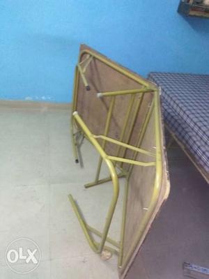 Brown Wooden Folding Chair With Table