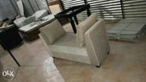 Gray Fabric Sofa Chair With Ottoman