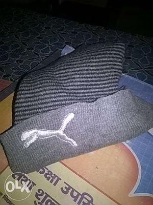 Gray Puma Knit Hat