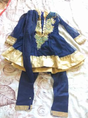 Just once used Blue Ethnic dress, silk(pattu)