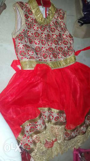 Only 1 time use 5 6 years red frock