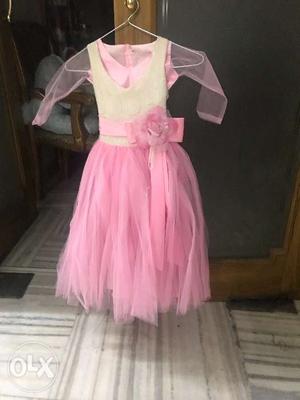 Pink frilled frock,new look