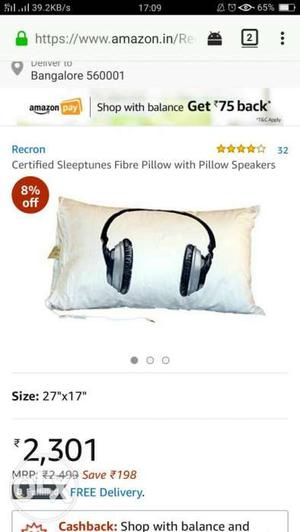 Recron Certified Sleeptunes Fibre Pillow With Pillow