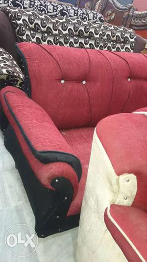 Red Fabric Padded Sofa Chair