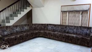 Sofa set coated with velvet fabric (4+3+1)