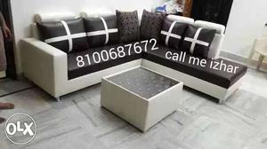 White And Black Wooden Sectional Couch