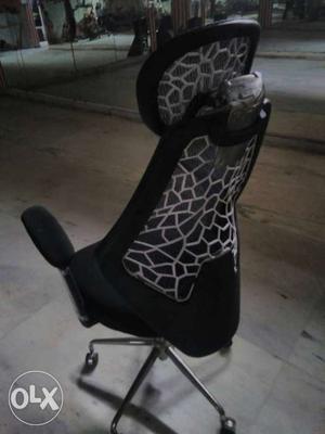 Black, Gray, And White Office Rolling Armchair