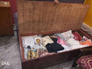 Brown Wooden Bed with storage in excellent condition and 1