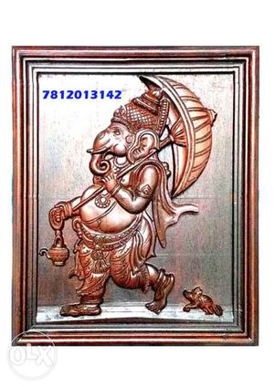 Ganesha wood carving (100% wood)