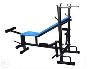 8 in 1 bench, 50kg rubber weight, 2 long rods, 2
