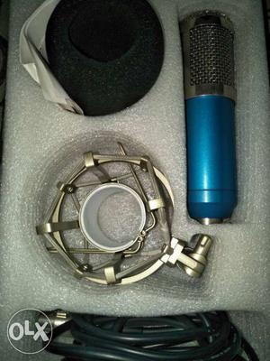 Blue And Gray Condenser Microphone With Case