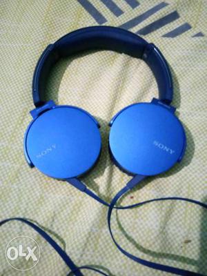 Blue Sony Corded Headphones
