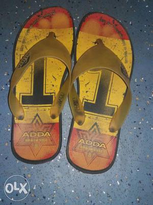Brown-yellow-and-red Adda Flip-flops