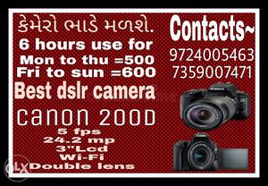 Camera bhade malse 1 hours =100 ₹ Required