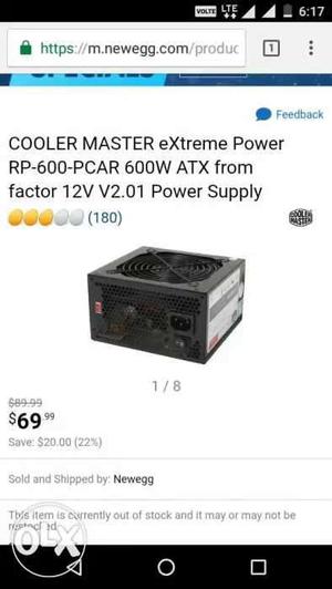 Cooler master extreme 600W PSU WITHOUT Warranty