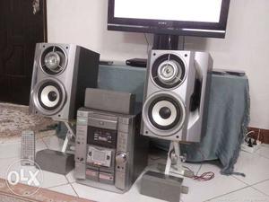 Gray And Black Home Theater Speakers