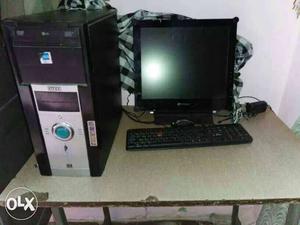 Lack Flat Screen Computer Monitor, Tower, Mouse And Keyboard