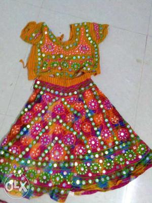 New Yellow, Purple, And Orange Traditional lehengas for 200