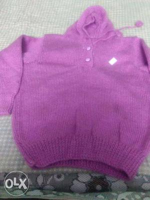 Purple Knitted Hoodie