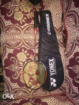 Red And Black Yonex Badminton Racket With Case