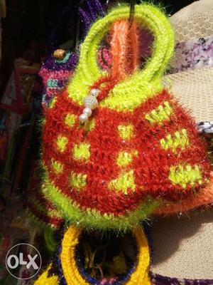 Red And Green Knit Bag